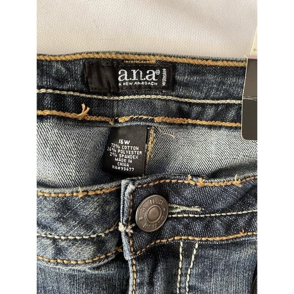 A.N.A Woman Dark Wash Low Rise Fashion Boot Cut Jeans 16W Modern Fit Cotton Blen - Picture 3 of 10